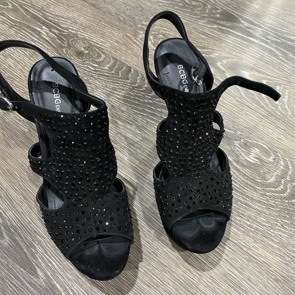 Bcbgeneration Black Platform Heels With Rhineston… - image 3